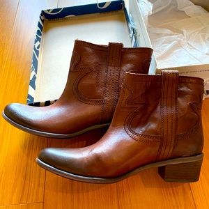 Lucky Brand Western Cowboy Booties. Rich Brown Leather. Short heel. New in box.